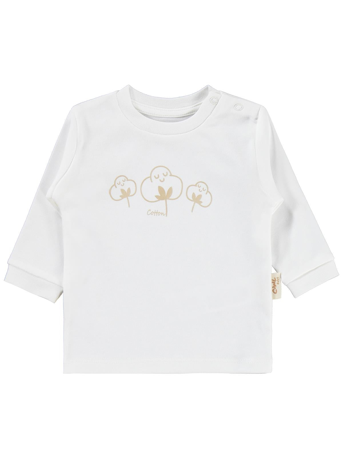 Civil Baby Organic Pamuklu Omuzdan Patlı 1-9 Ay Pijama Takımı - Ekru
