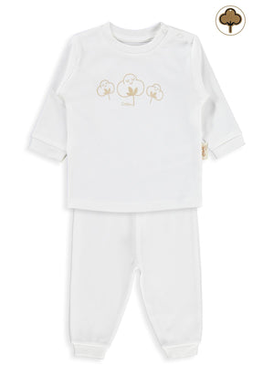 Civil Baby Organic Pamuklu Omuzdan Patlı 1-9 Ay Pijama Takımı - Ekru
