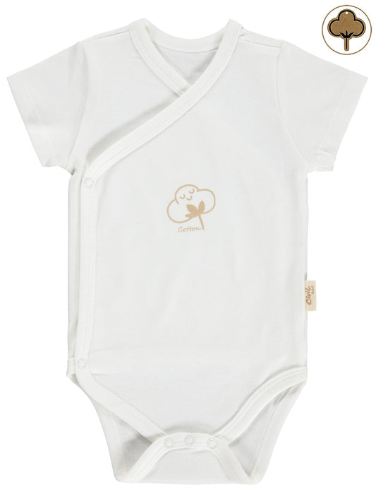 Civil Baby Organik Pamuklu Kruvaze 0-3 Ay Çıtçıtlı Badi - Ekru