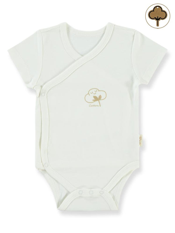 Civil Baby Organik Pamuklu Kruvaze 0-3 Ay Çıtçıtlı Badi - Ekru