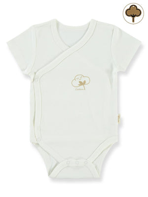 Civil Baby Organik Pamuklu Kruvaze 0-3 Ay Çıtçıtlı Badi - Ekru