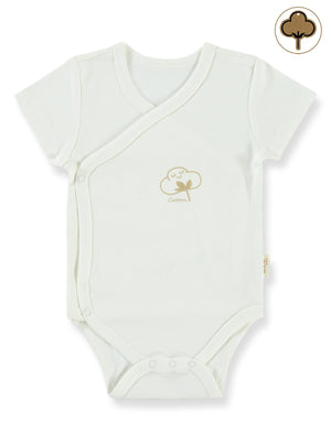 Civil Baby Organik Pamuklu Kruvaze 0-3 Ay Çıtçıtlı Badi - Ekru