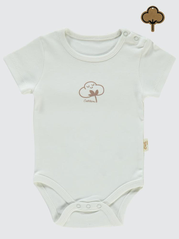 Civil Baby Organik Pamuklu K Kol 0-18 Ay Çıtçıtlı Badi - Ekru