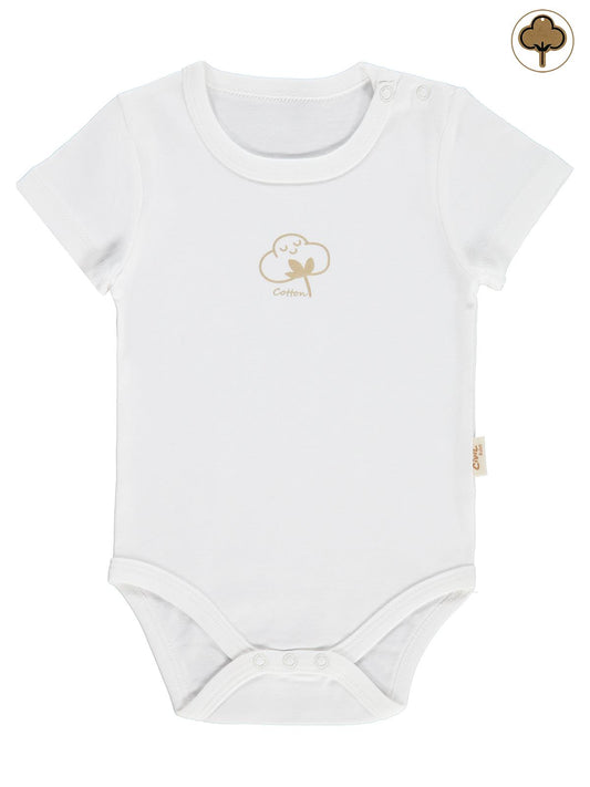 Civil Baby Organik Pamuklu K Kol 0-18 Ay Çıtçıtlı Badi - Ekru