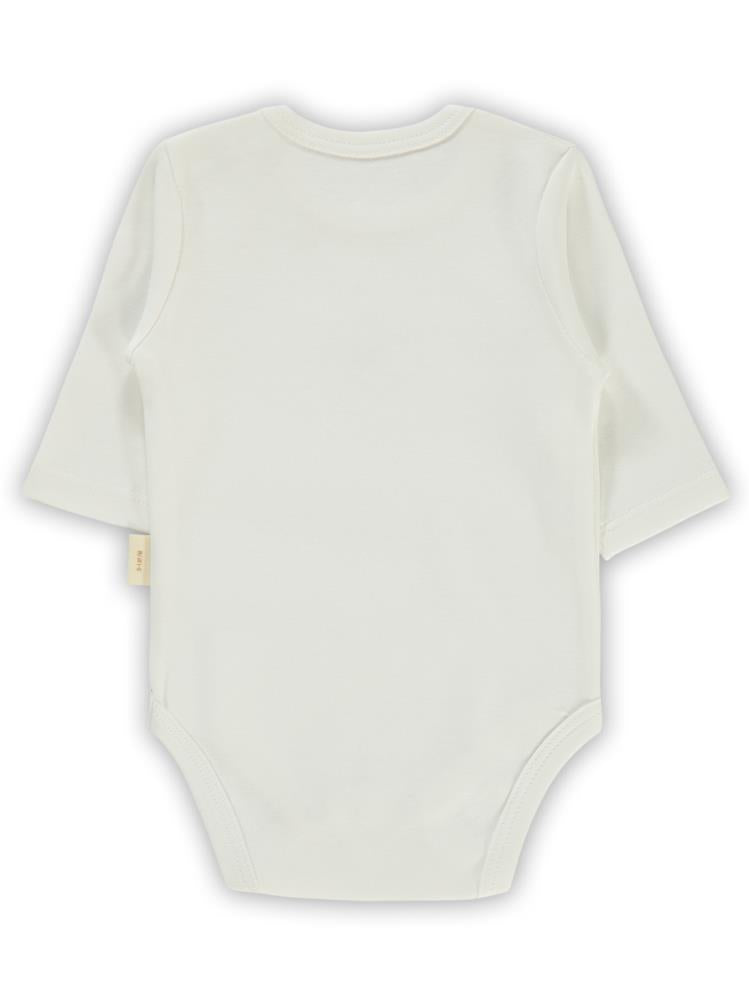 Civil Baby Organik Pamuklu U Kol 0-18 Ay Çıtçıtlı Badi - Ekru