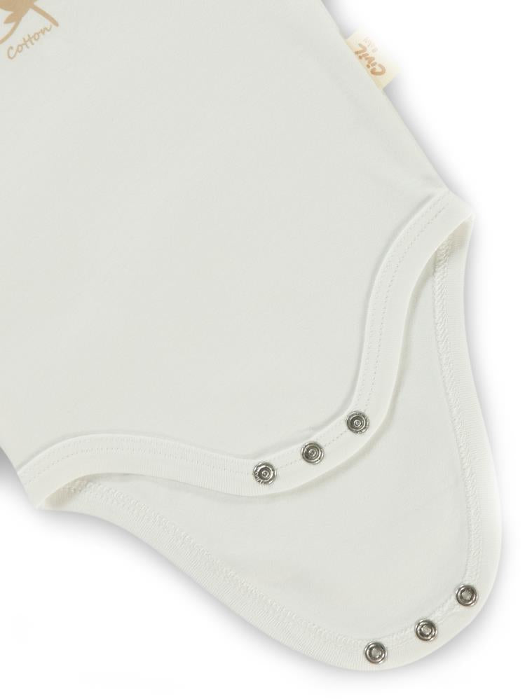 Civil Baby Organik Pamuklu U Kol 0-18 Ay Çıtçıtlı Badi - Ekru
