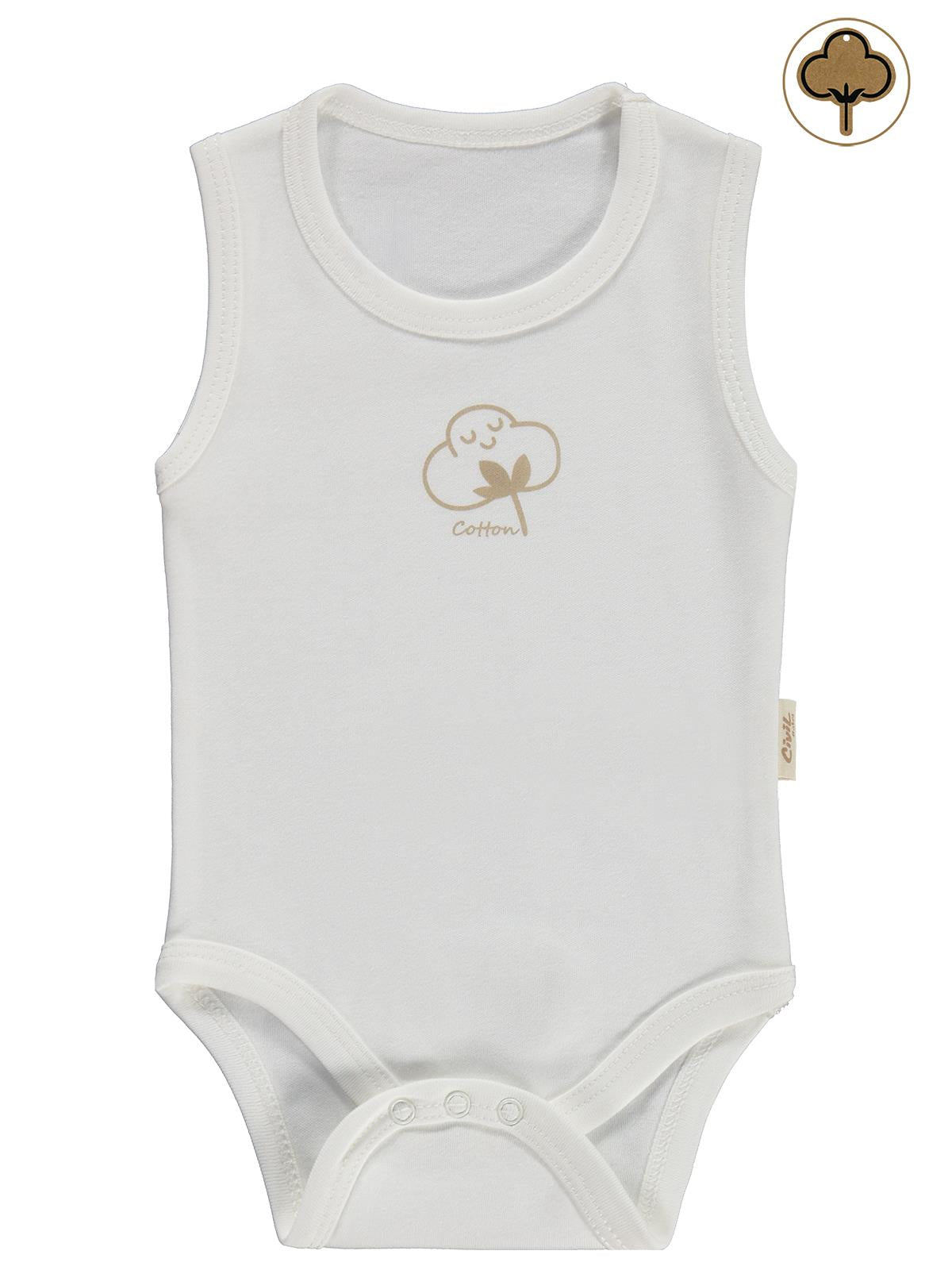 Civil Baby Organik Pamuklu 0-18 Ay Çıtçıtlı Badi - Ekru