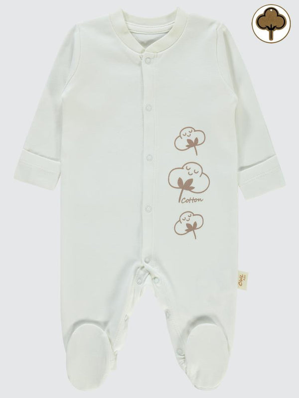 Civil Baby Organik Pamuklu Yenidogan 0-3 Ay Tulum - Ekru