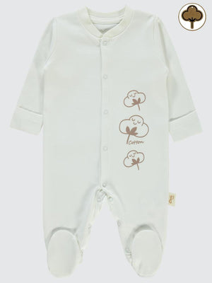 Civil Baby Organik Pamuklu Yenidogan 0-3 Ay Tulum - Ekru