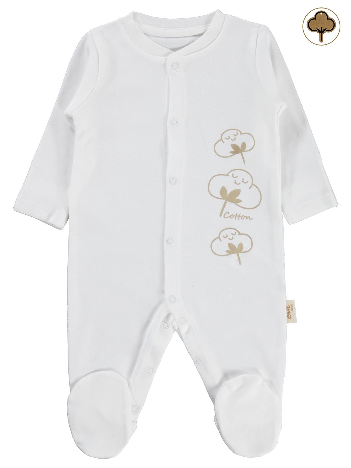 Civil Baby Organik Pamuklu Yenidogan 0-3 Ay Tulum - Ekru