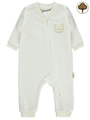 Civil Baby Organik Pamuklu Fermuarlı 0-6 Ay Tulum - Ekru