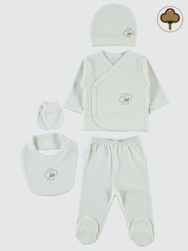 Civil Baby Organik Pamuklu 5 Li Zıbın Takımı - Ekru