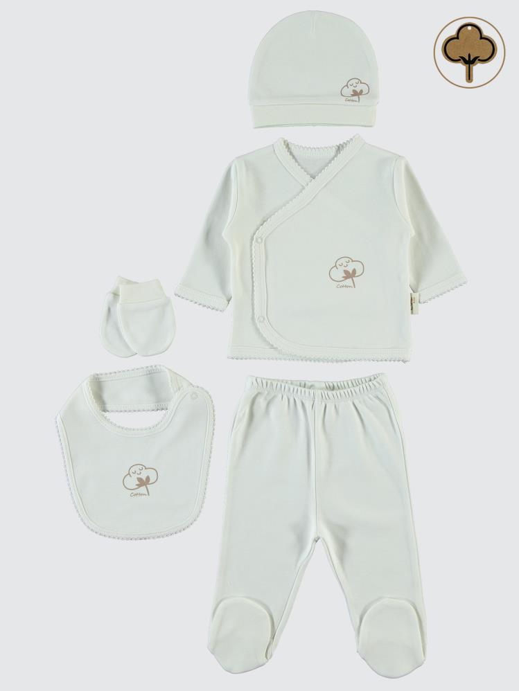 Civil Baby Organik Pamuklu 5 Li Zıbın Takımı - Ekru