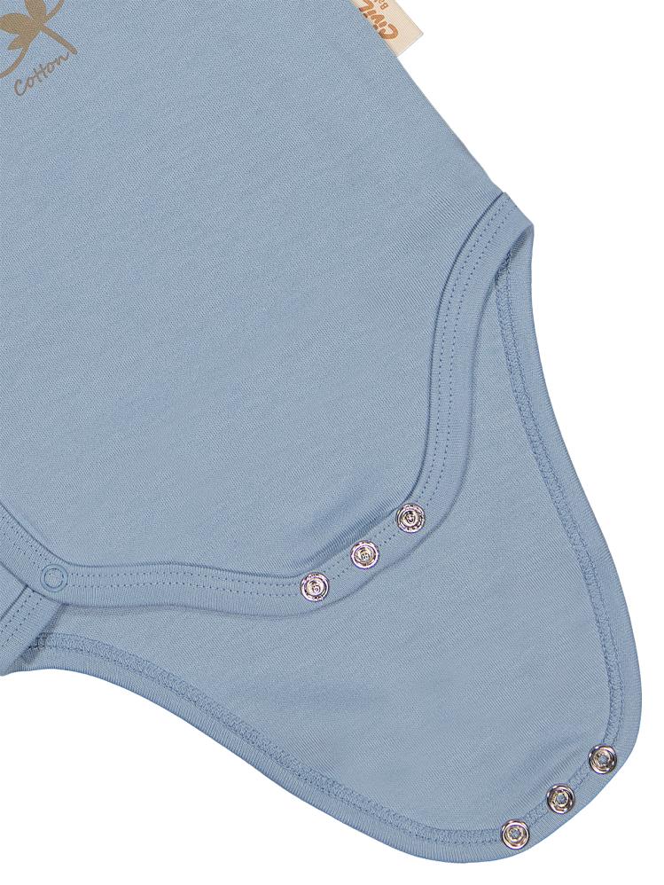 Civil Baby Organik Pamuklu Kruvaze 0-3 Ay Çıtçıtlı Badi - Mavi
