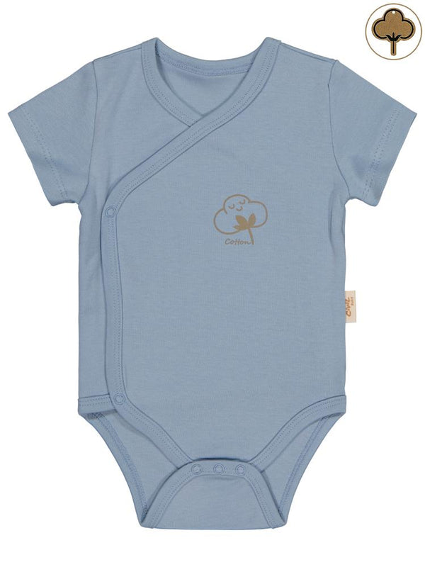 Civil Baby Organik Pamuklu Kruvaze 0-3 Ay Çıtçıtlı Badi - Mavi