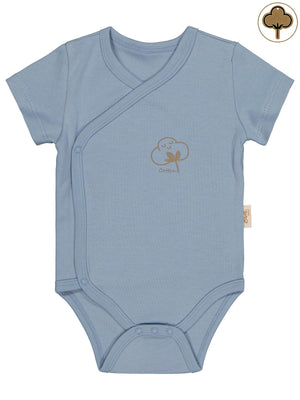 Civil Baby Organik Pamuklu Kruvaze 0-3 Ay Çıtçıtlı Badi - Mavi