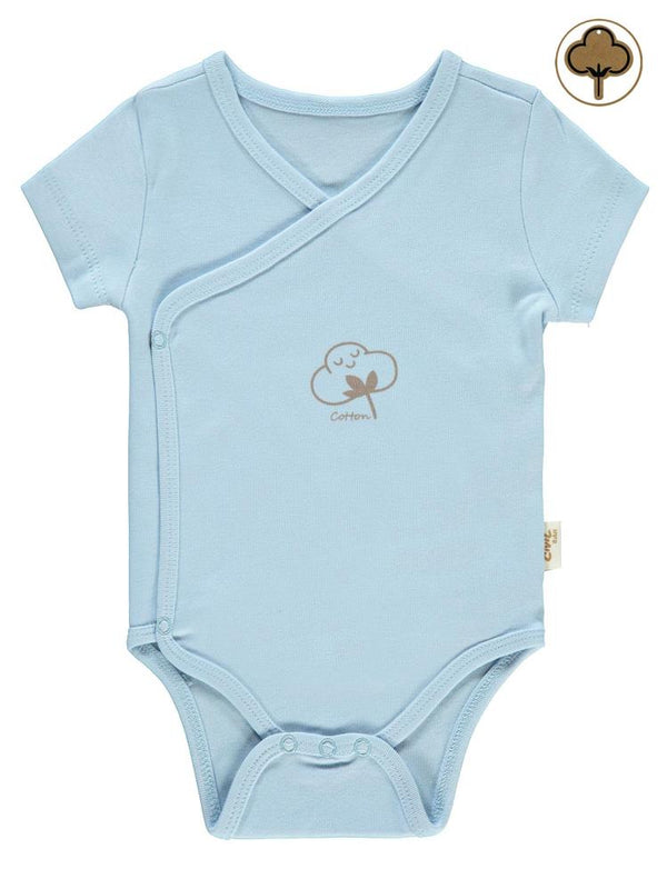 Civil Baby Organik Pamuklu Kruvaze 0-3 Ay Çıtçıtlı Badi - Mavi