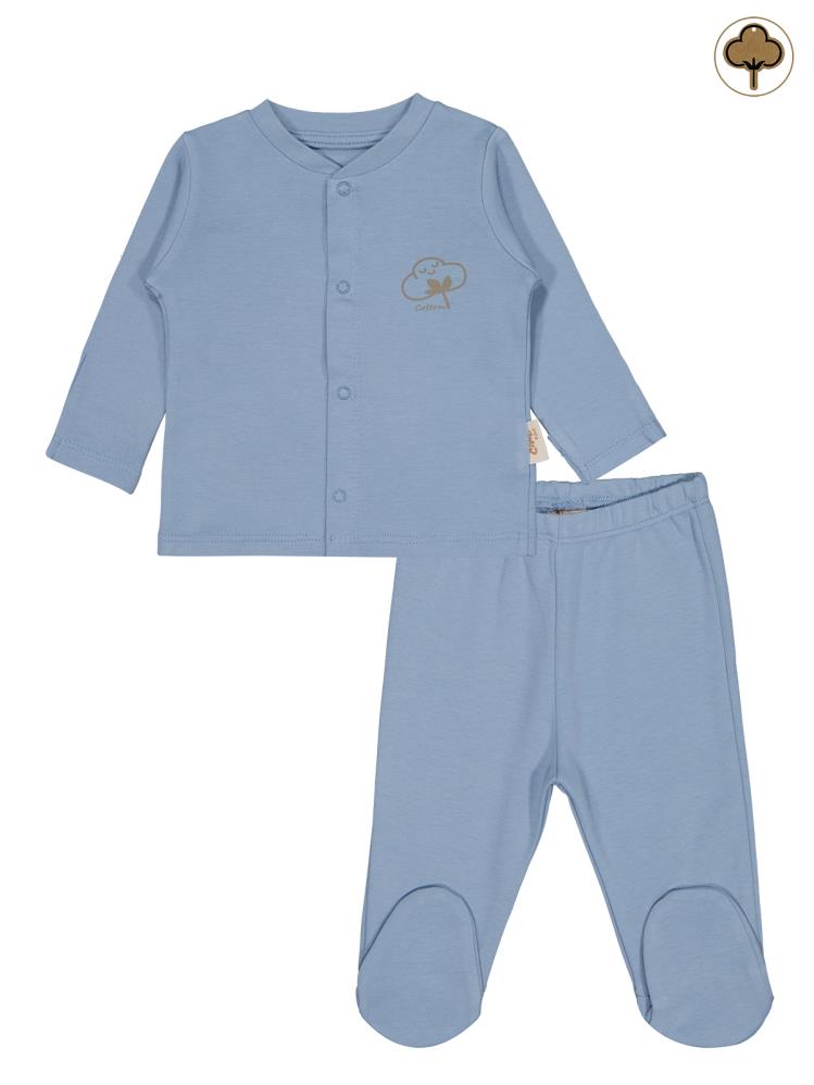 Civil Baby Organik Pamuklu 0-6 Ay Bebe Pijama Takımı - Mavi