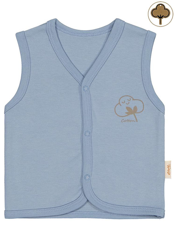 Civil Baby Organik Pamuklu 0-12 Ay Bebe Yelek - Mavi
