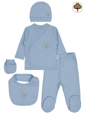 Civil Baby Organik Pamuklu 5 Li Zıbın Takımı - Mavi