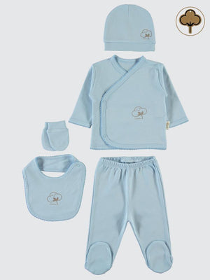 Civil Baby Organik Pamuklu 5 Li Zıbın Takımı - Mavi