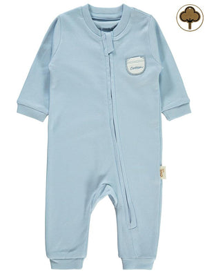 Civil Baby Organik Pamuklu Fermuarlı 0-6 Ay Tulum - Mavi