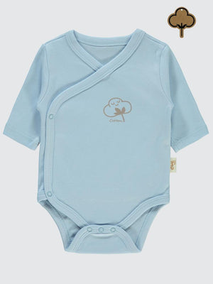 Civil Baby Organik Pamuklu Kruvaze 0-6 Ay Çıtçıtlı Badi - Mavi