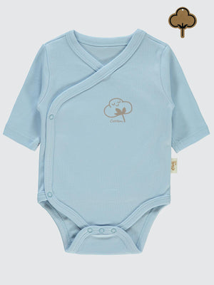 Civil Baby Organik Pamuklu Kruvaze 0-6 Ay Çıtçıtlı Badi - Mavi