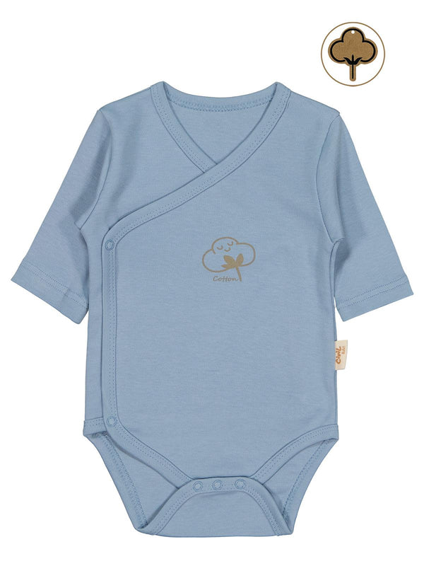 Civil Baby Organik Pamuklu Kruvaze 0-6 Ay Çıtçıtlı Badi - Mavi