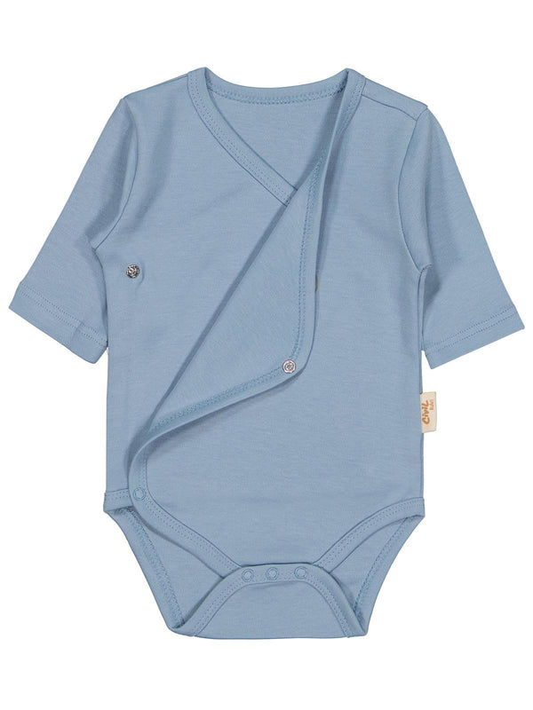 Civil Baby Organik Pamuklu Kruvaze 0-6 Ay Çıtçıtlı Badi - Mavi