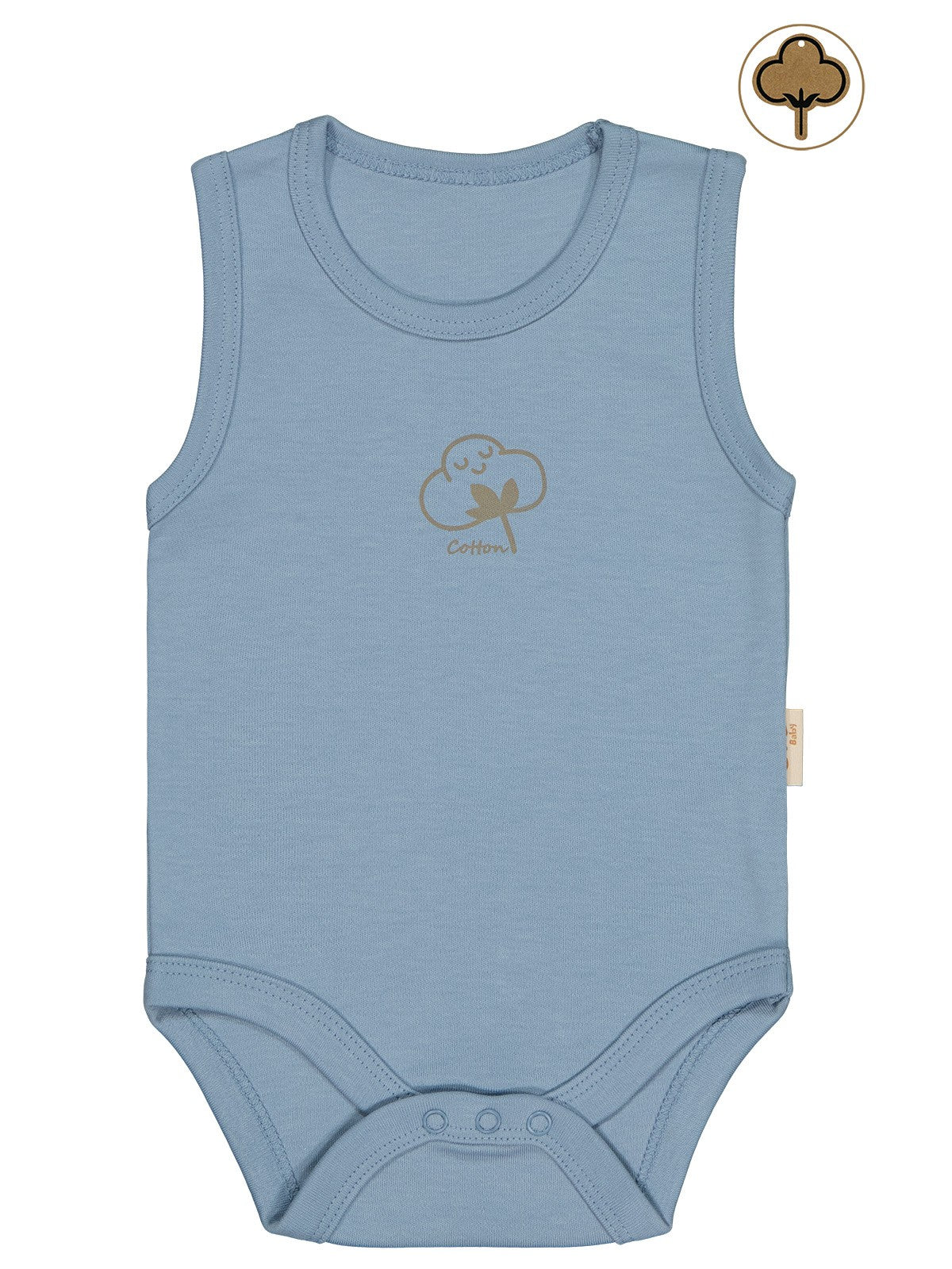Civil Baby Organik Pamuklu 0-18 Ay Çıtçıtlı Badi - Mavi