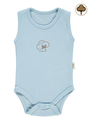Civil Baby Organik Pamuklu 0-18 Ay Çıtçıtlı Badi - Mavi