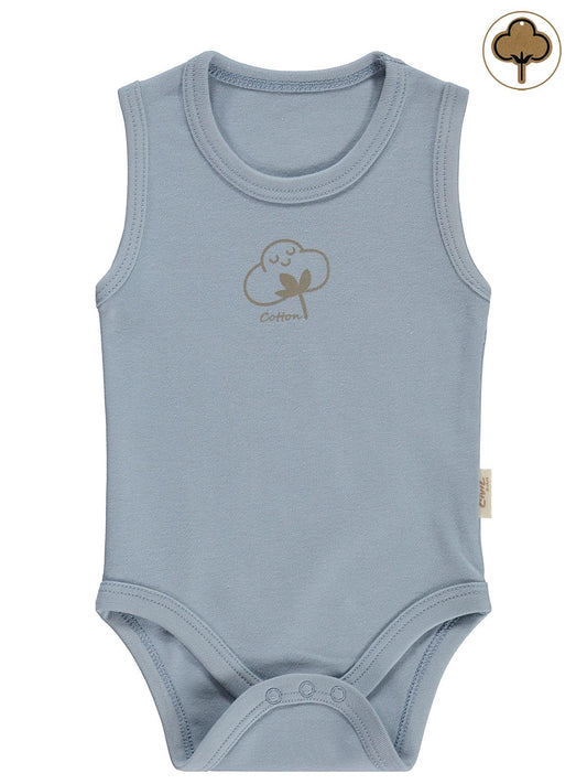 Civil Baby Organik Pamuklu 0-18 Ay Çıtçıtlı Badi - Mavi