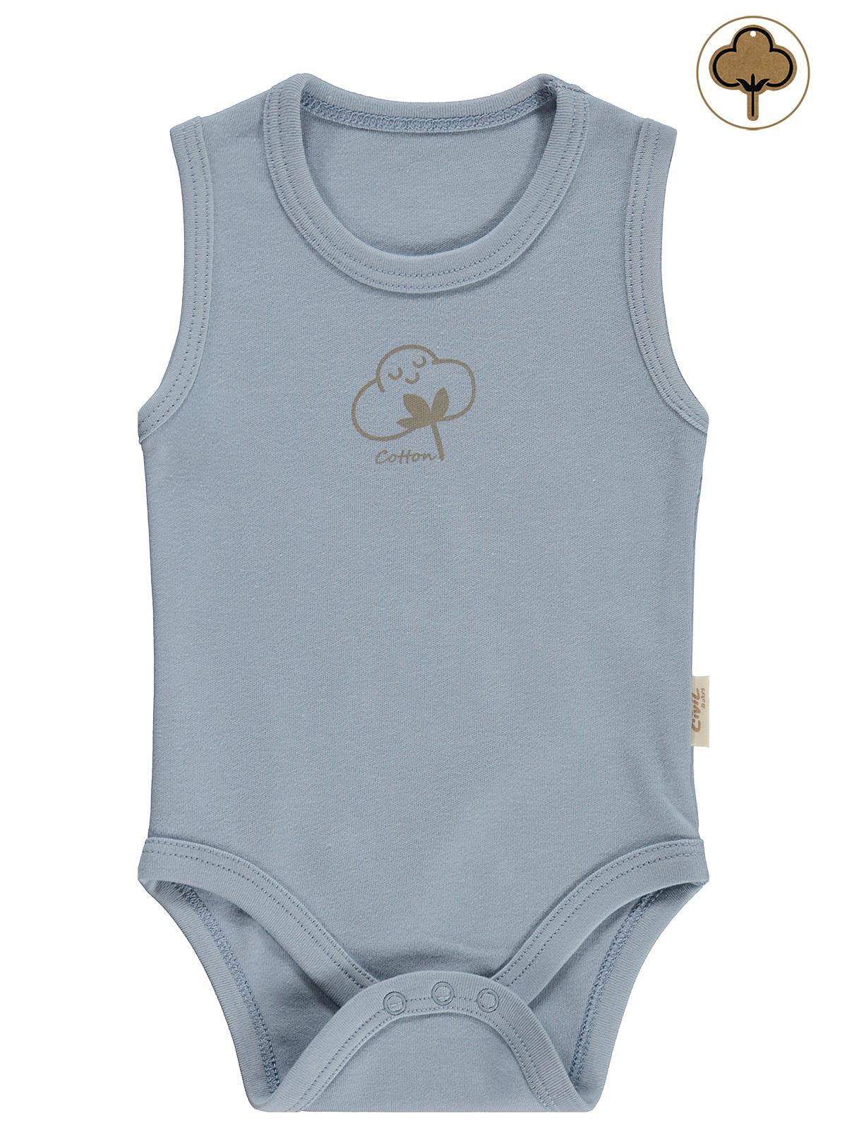 Civil Baby Organik Pamuklu 0-18 Ay Çıtçıtlı Badi - Mavi