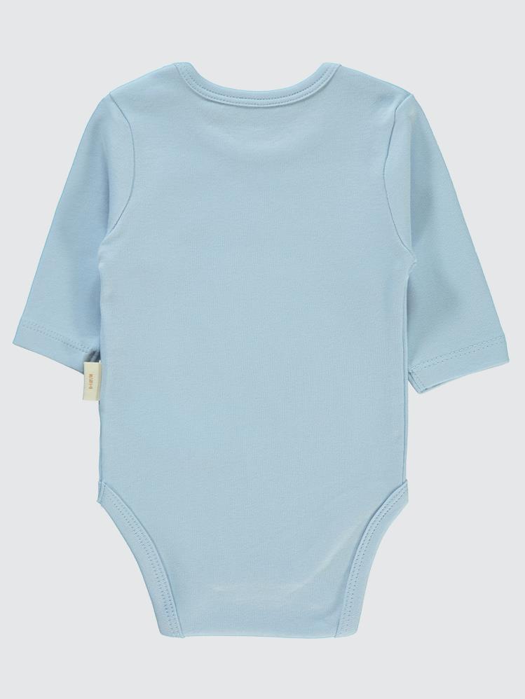 Civil Baby Organik Pamuklu U Kol 0-18 Ay Çıtçıtlı Badi - Mavi
