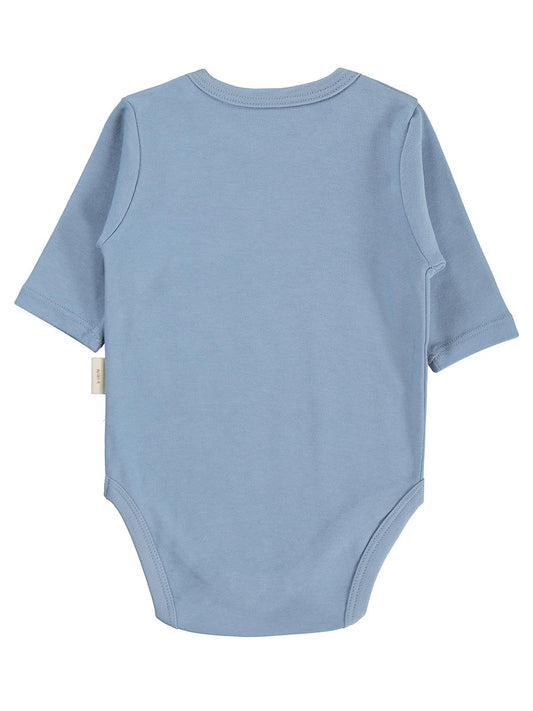 Civil Baby Organik Pamuklu U Kol 0-18 Ay Çıtçıtlı Badi - Mavi