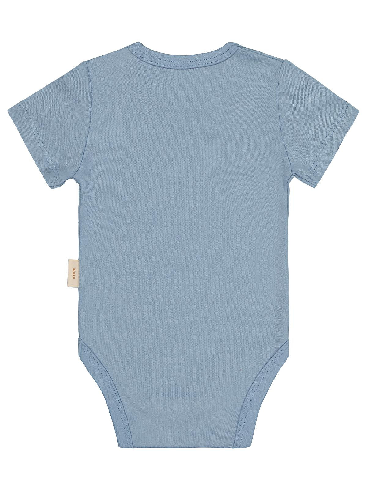 Civil Baby Organik Pamuklu K Kol 0-18 Ay Çıtçıtlı Badi - Mavi