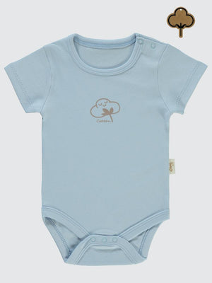 Civil Baby Organik Pamuklu K Kol 0-18 Ay Çıtçıtlı Badi - Mavi