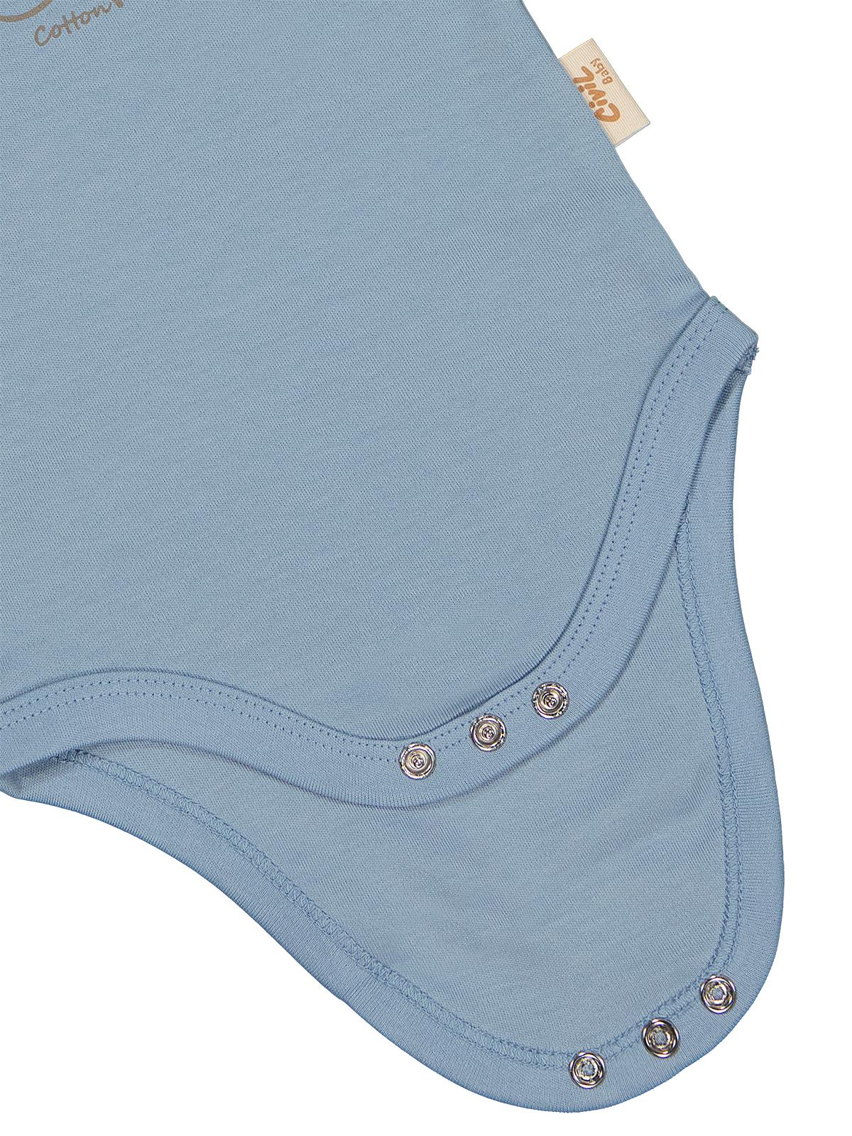 Civil Baby Organik Pamuklu K Kol 0-18 Ay Çıtçıtlı Badi - Mavi