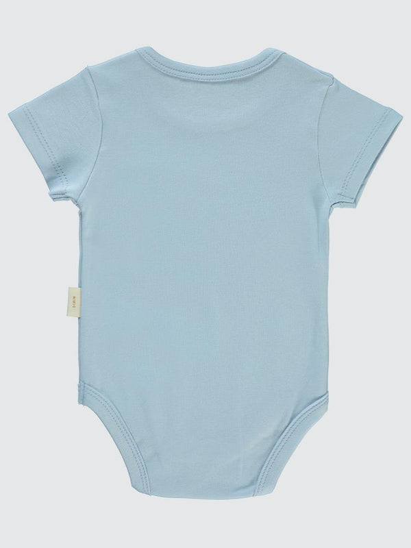 Civil Baby Organik Pamuklu K Kol 0-18 Ay Çıtçıtlı Badi - Mavi