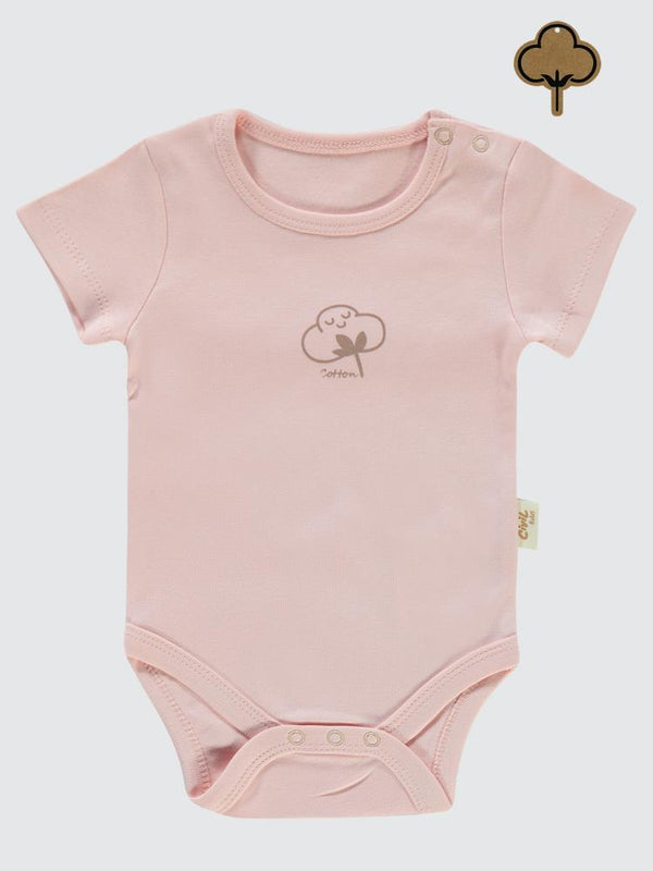 Civil Baby Organik Pamuklu K Kol 0-18 Ay Çıtçıtlı Badi - Pembe