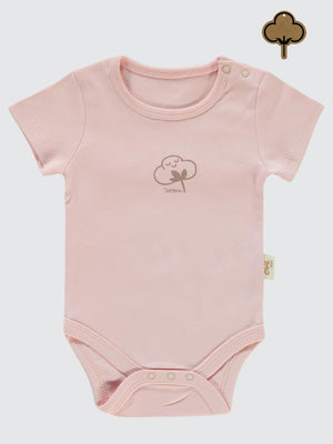 Civil Baby Organik Pamuklu K Kol 0-18 Ay Çıtçıtlı Badi - Pembe
