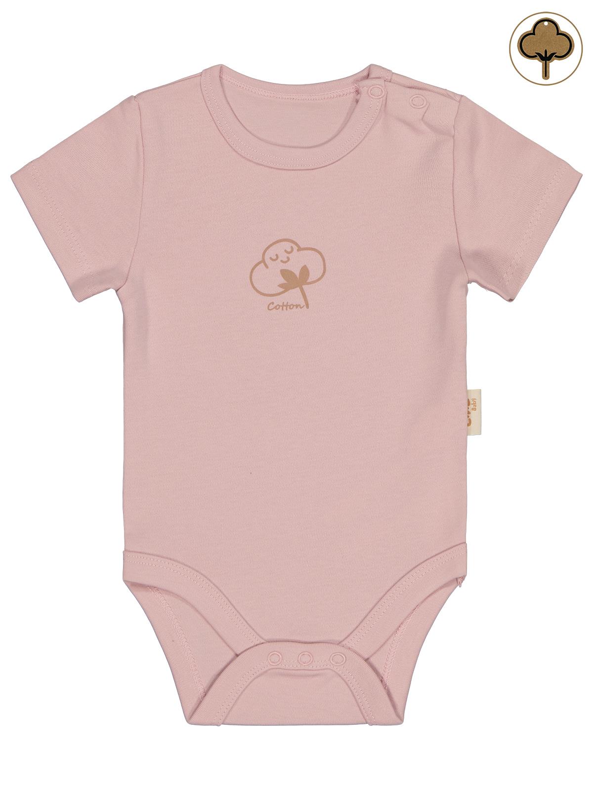 Civil Baby Organik Pamuklu K Kol 0-18 Ay Çıtçıtlı Badi - Pembe