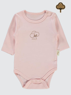 Civil Baby Organik Pamuklu U Kol 0-18 Ay Çıtçıtlı Badi - Pembe