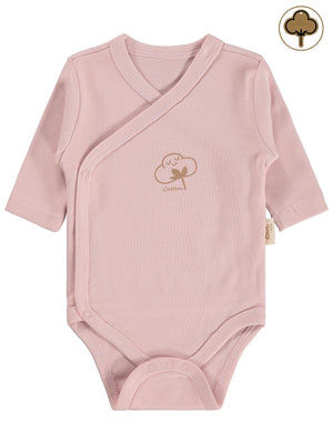Civil Baby Organik Pamuklu Kruvaze 0-6 Ay Çıtçıtlı Badi - Pembe