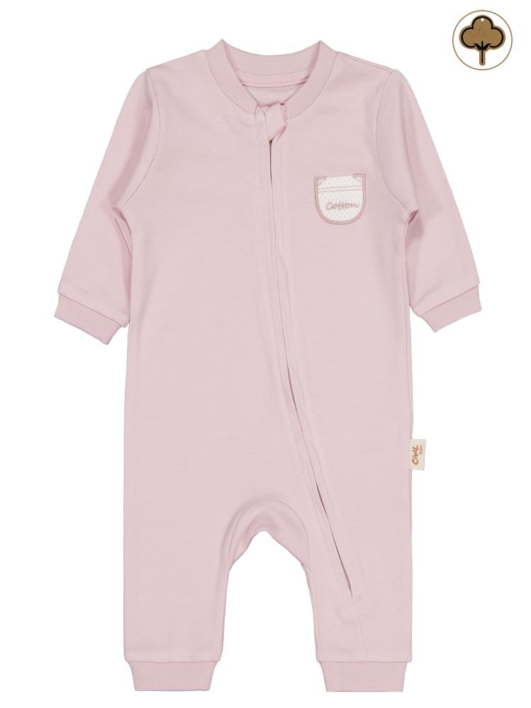 Civil Baby Organik Pamuklu Fermuarlı 0-6 Ay Tulum - Pembe