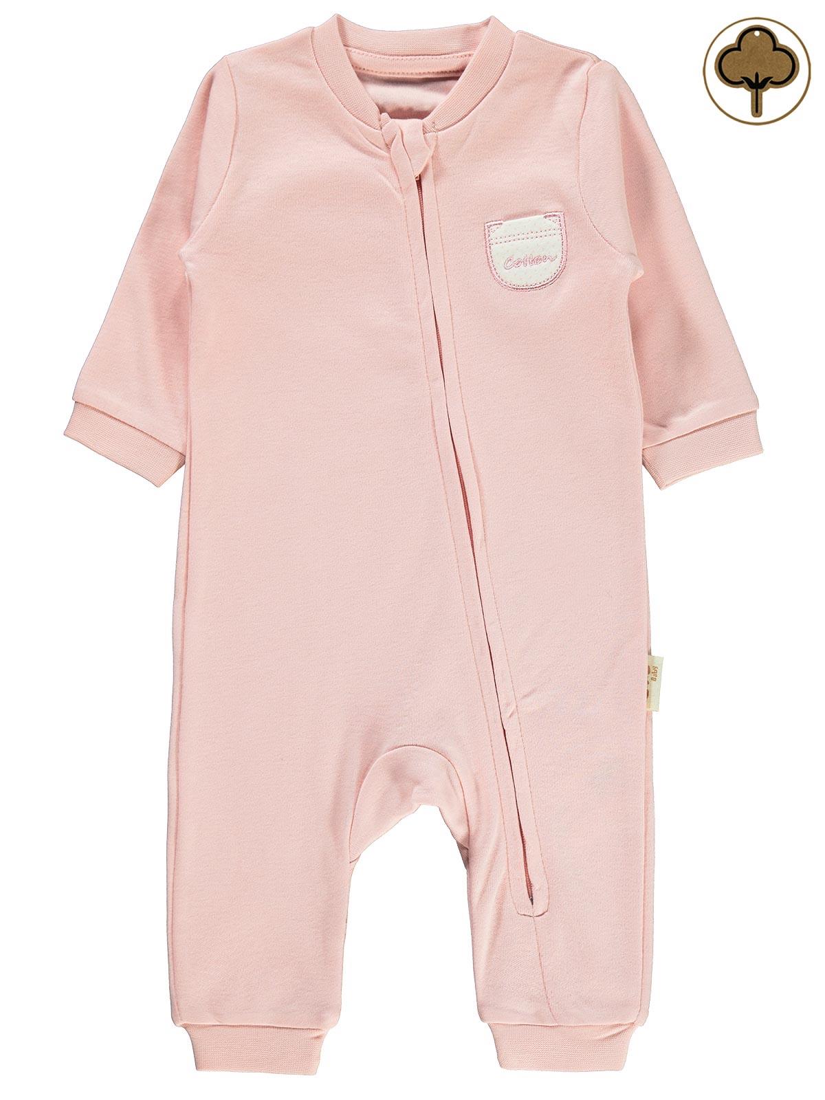 Civil Baby Organik Pamuklu Fermuarlı 0-6 Ay Tulum - Pembe