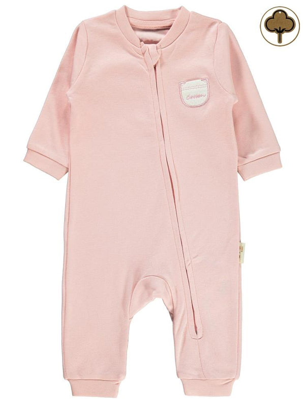 Civil Baby Organik Pamuklu Fermuarlı 0-6 Ay Tulum - Pembe