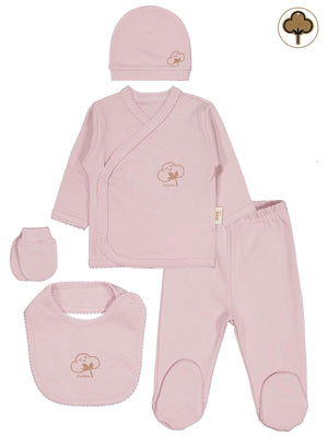 Civil Baby Organik Pamuklu 5 Li Zıbın Takımı - Pembe