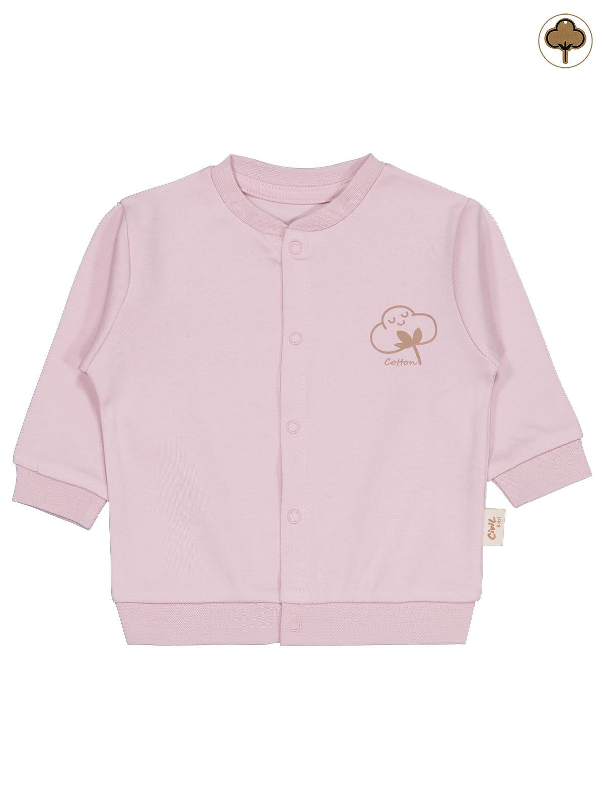 Civil Baby Organik Pamuklu 1-12 Ay Bebe Hırka - Pembe